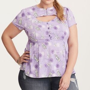 New Torrid Disney 4X purple Tinkerbell peplum top